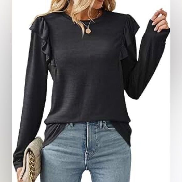 Drop Shoulder Ruffle Top - Picture 7 of 7